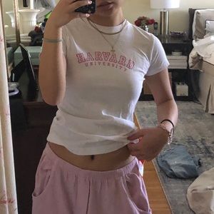 SOLD y2k glittery pink Harvard logo baby tee